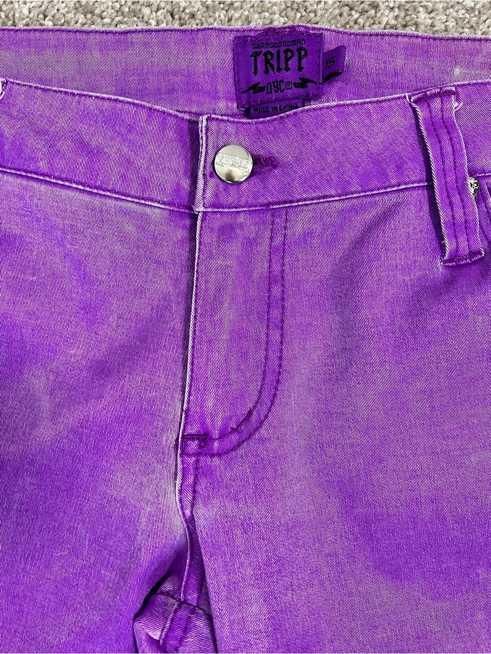 Tripp NYC Purple Coated  Skinny Jeans with Zip Pocket Accent Size 15 - Picture 2 of 16